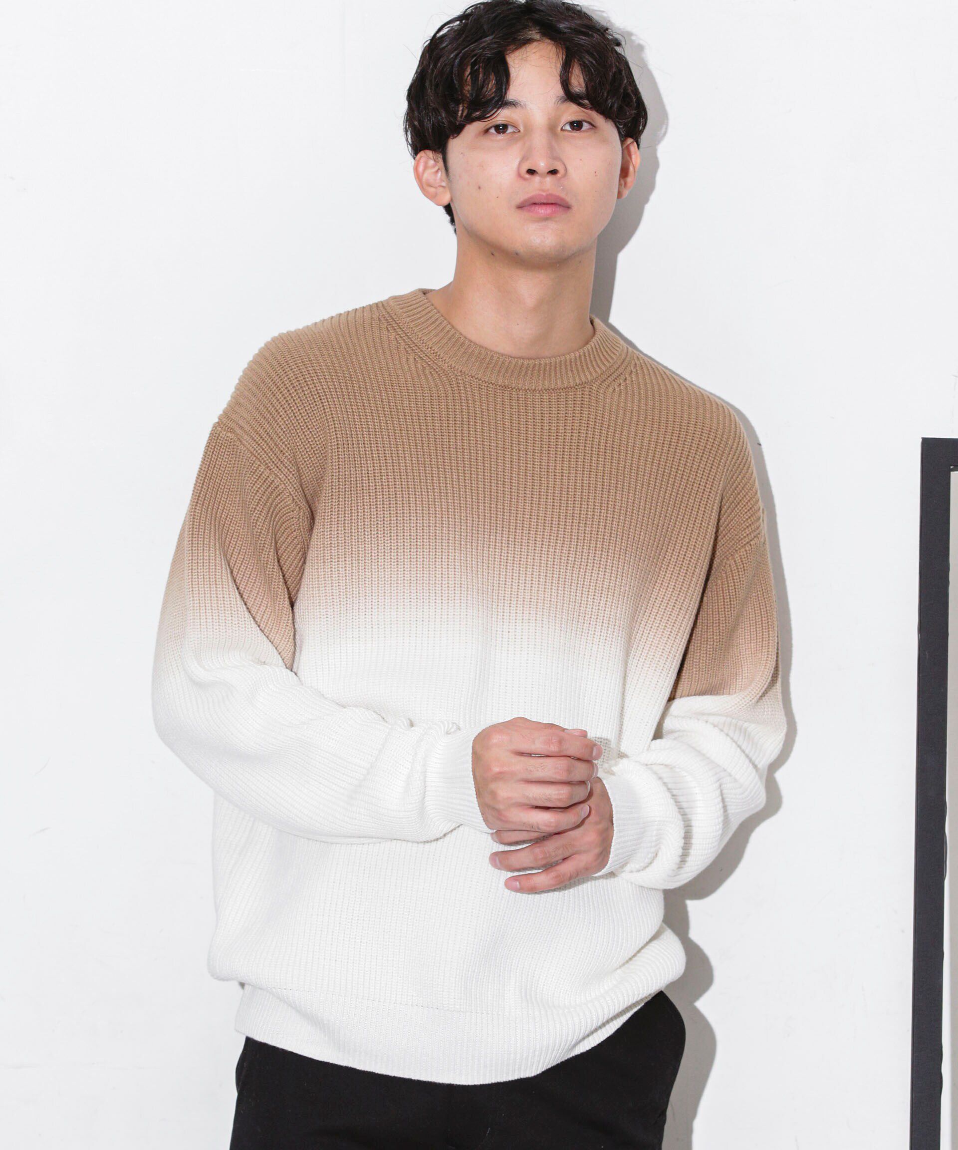 nano･universe「片畦グラデーションクルーネックニット」|ニット・セーター|