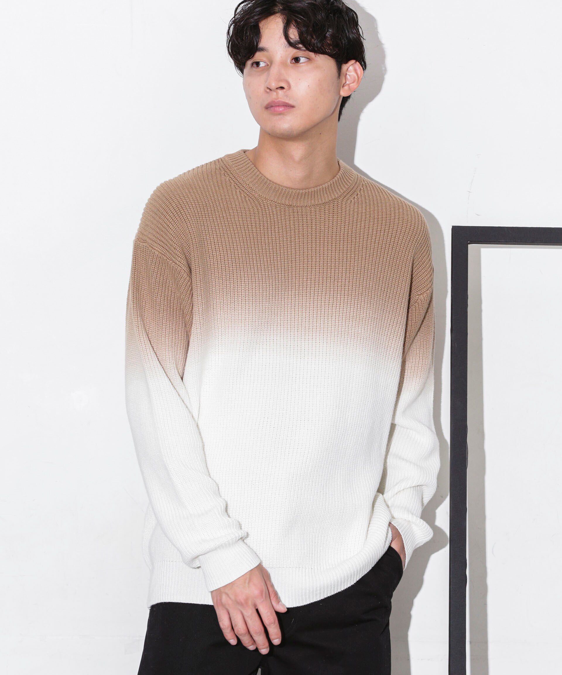 nano･universe「片畦グラデーションクルーネックニット」|ニット・セーター|