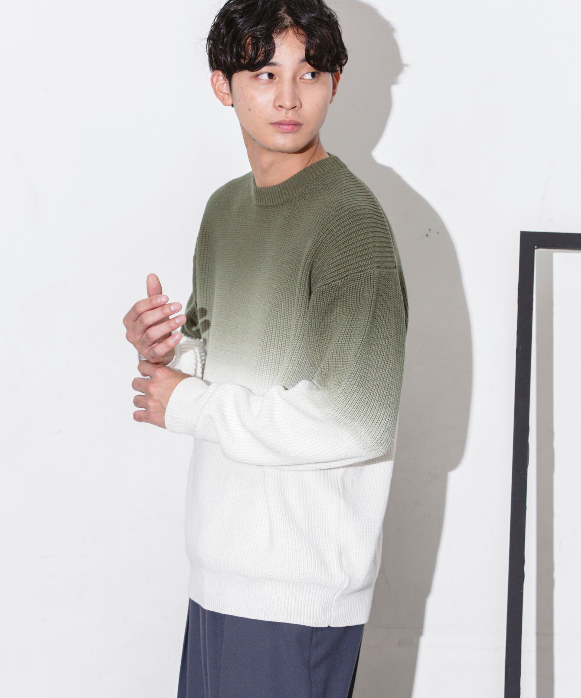 nano･universe「片畦グラデーションクルーネックニット」|ニット・セーター|