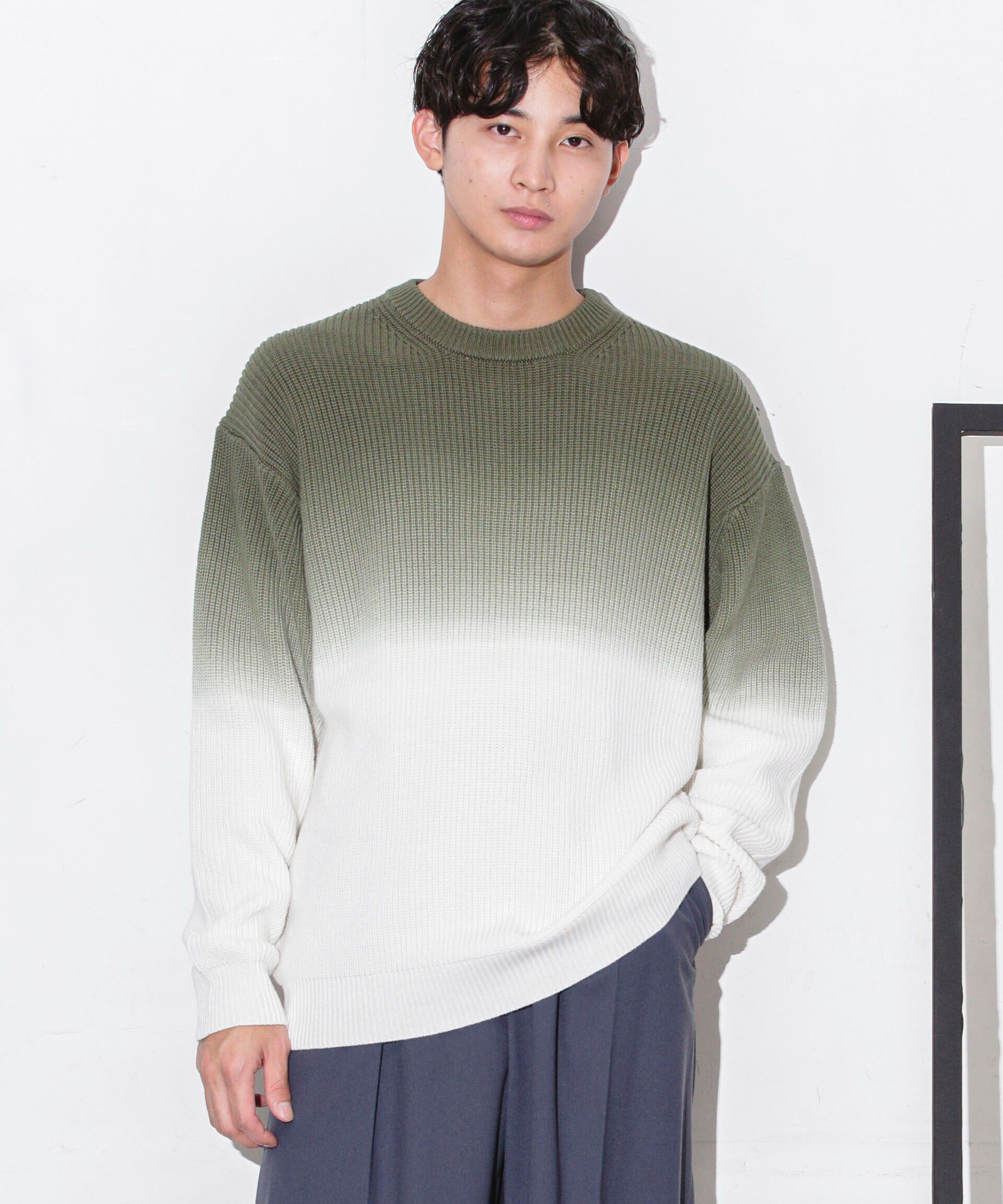 nano･universe「片畦グラデーションクルーネックニット」|ニット・セーター|