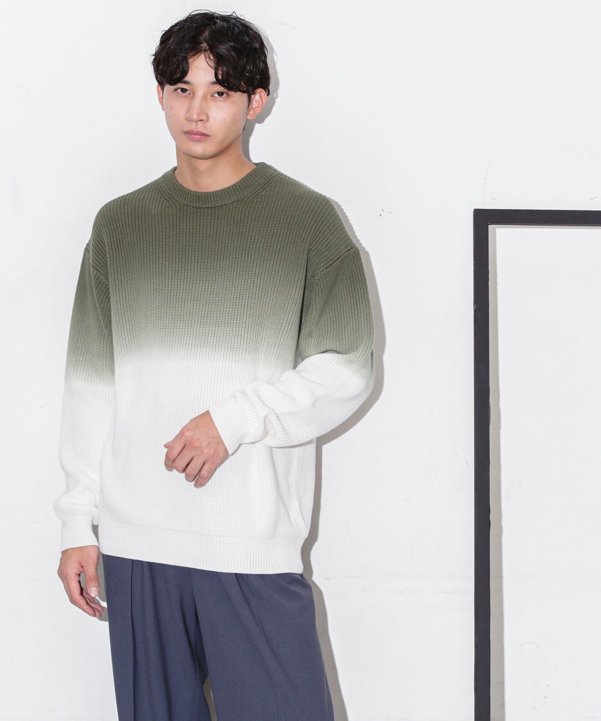 nano･universe「片畦グラデーションクルーネックニット」|ニット・セーター|