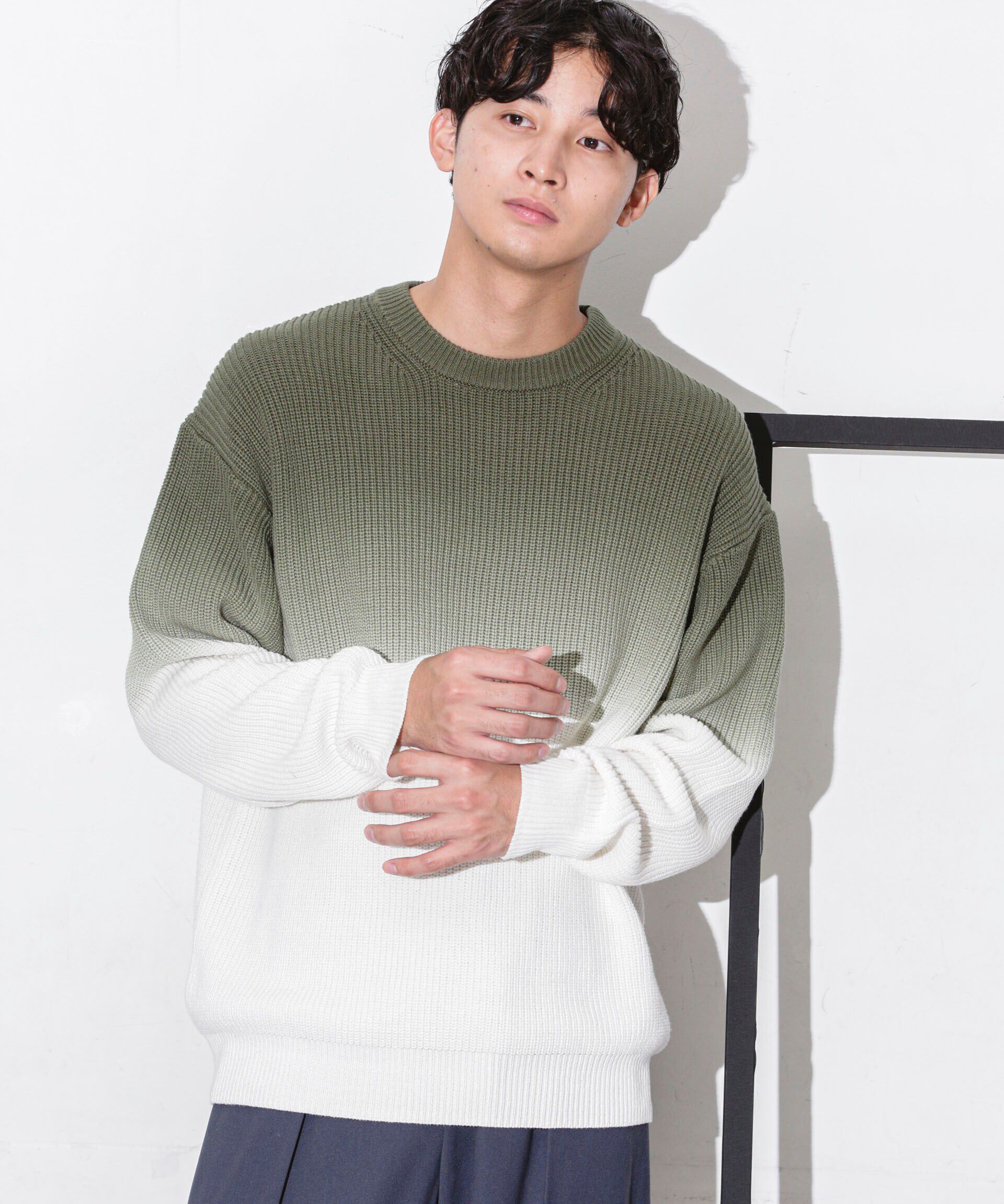 nano･universe「片畦グラデーションクルーネックニット」|ニット・セーター|