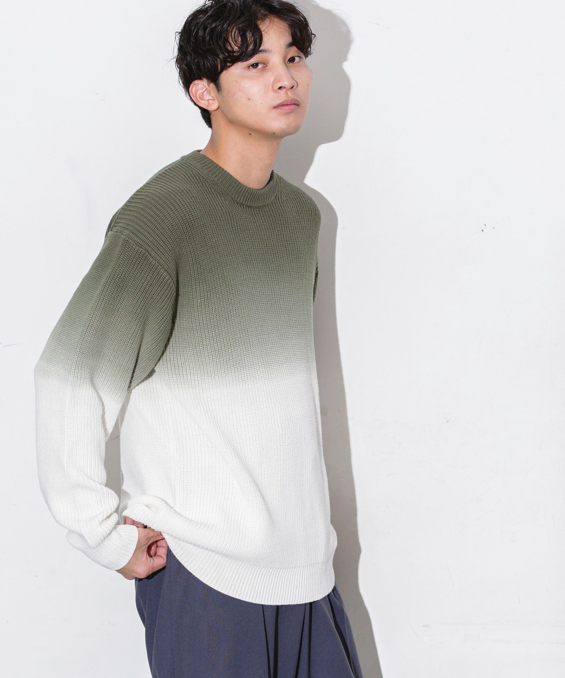 nano･universe「片畦グラデーションクルーネックニット」|ニット・セーター|