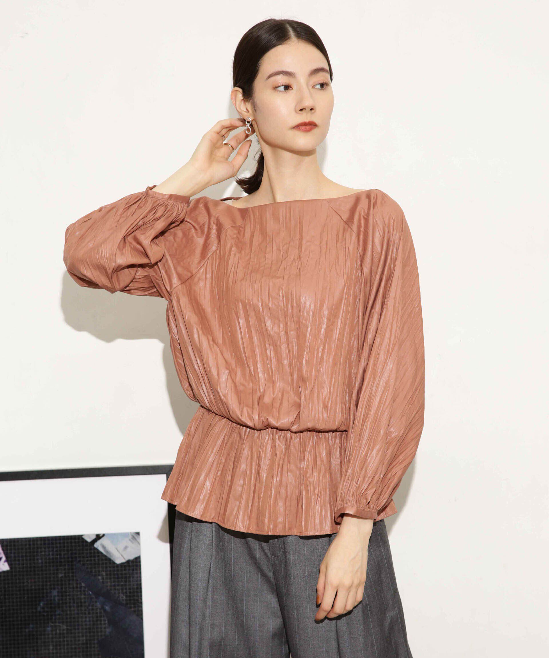 nano･universe「チンツサテンプリーツブラウス（セットアップ可）」|シャツ・ブラウス|