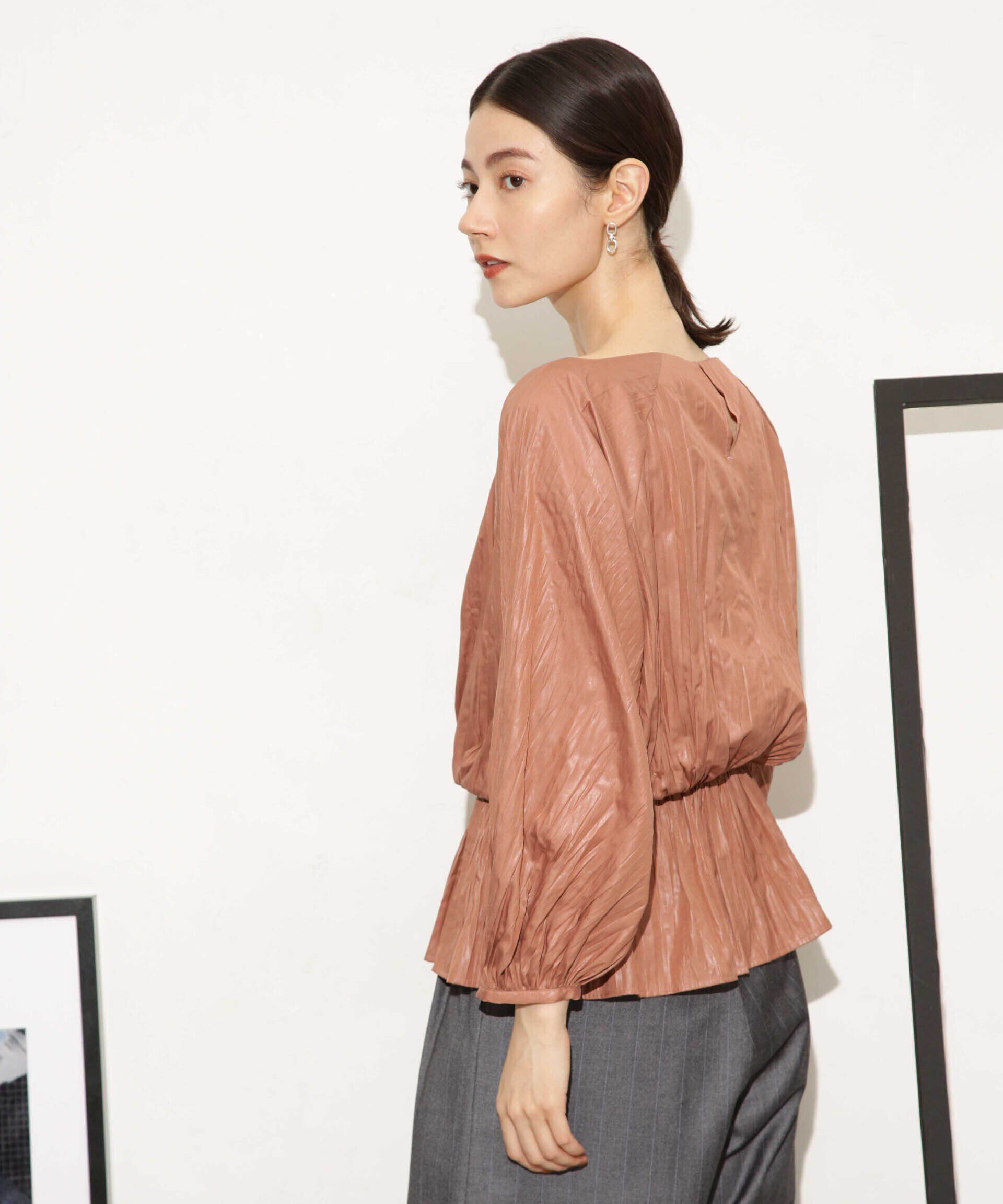 nano･universe「チンツサテンプリーツブラウス（セットアップ可）」|シャツ・ブラウス|