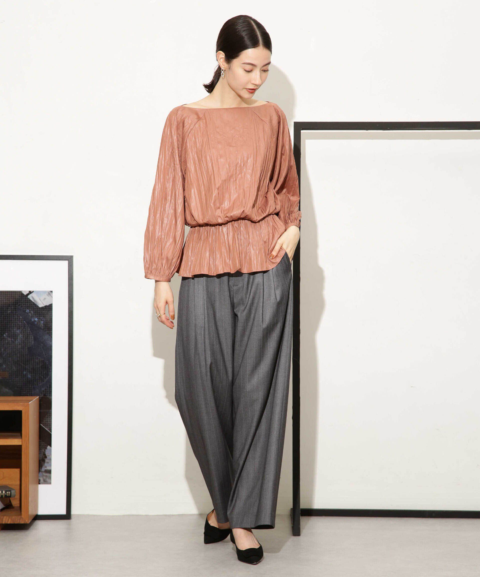 nano･universe「チンツサテンプリーツブラウス（セットアップ可）」|シャツ・ブラウス|