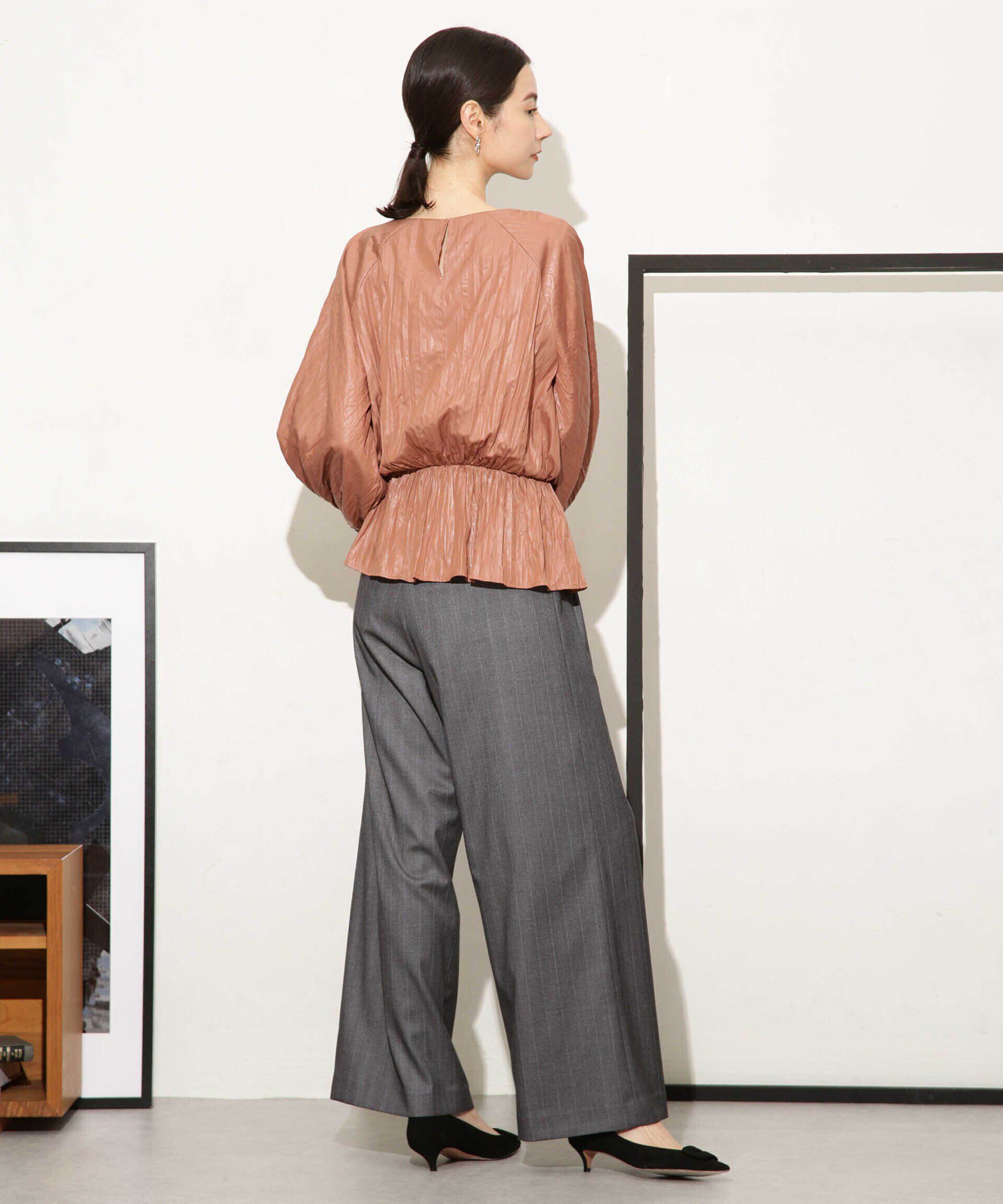 nano･universe「チンツサテンプリーツブラウス（セットアップ可）」|シャツ・ブラウス|