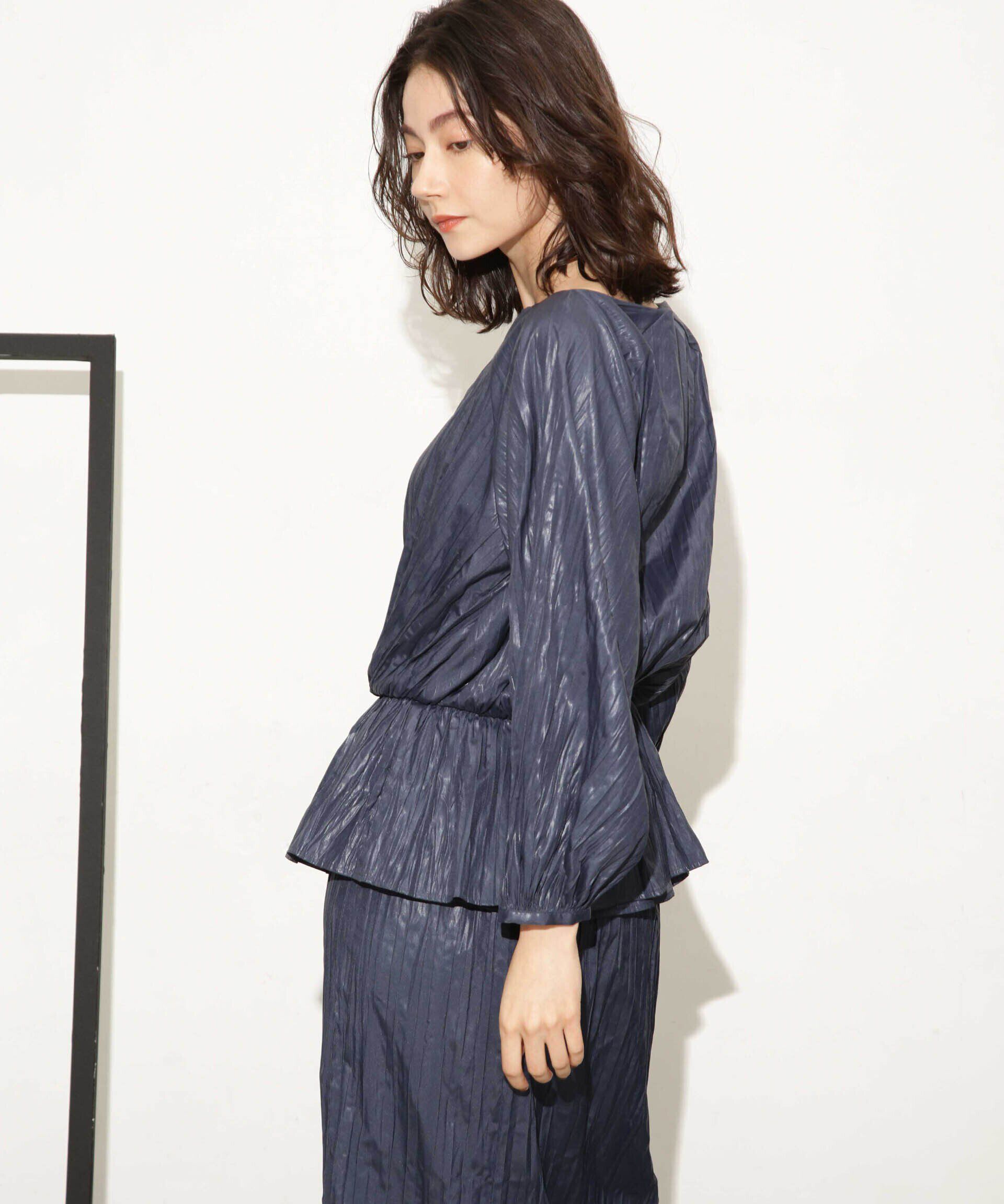 nano･universe「チンツサテンプリーツブラウス（セットアップ可）」|シャツ・ブラウス|