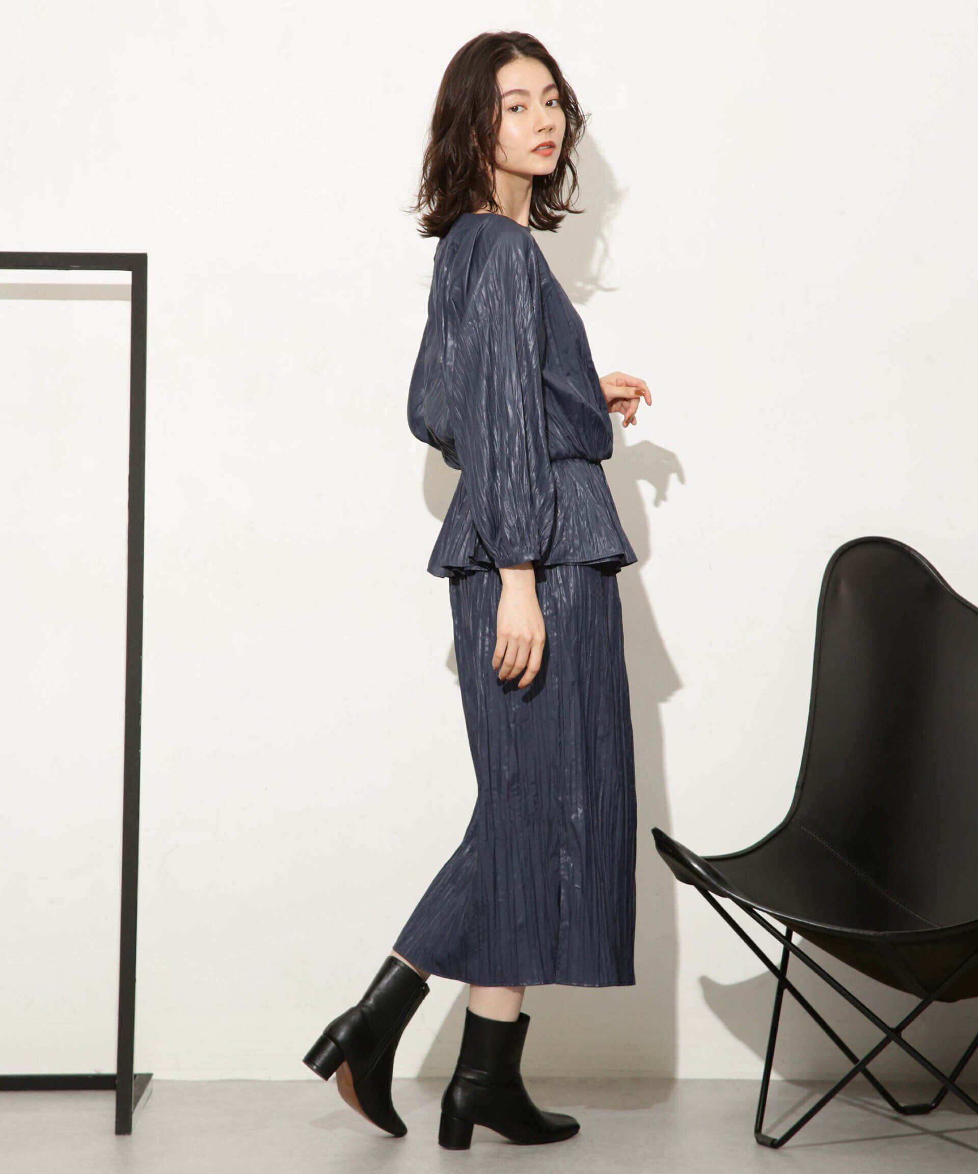 nano･universe「チンツサテンプリーツブラウス（セットアップ可）」|シャツ・ブラウス|