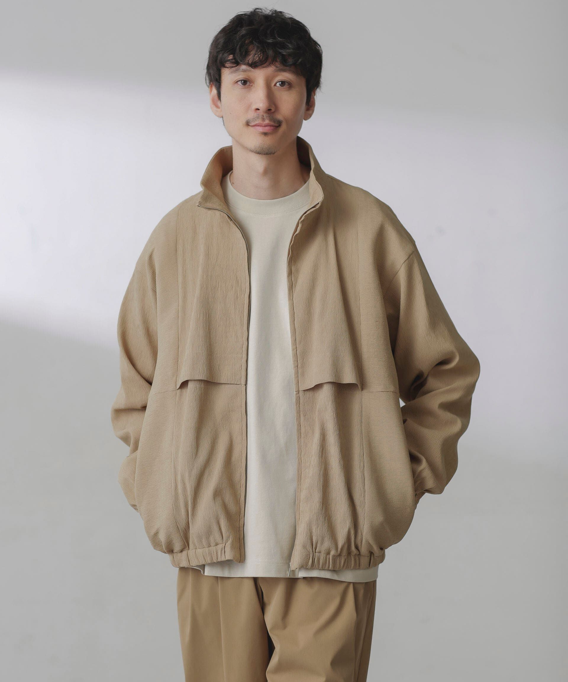 nano･universe「プリーツライクスタンドカラーブルゾン」|ブルゾン・スタジャン|