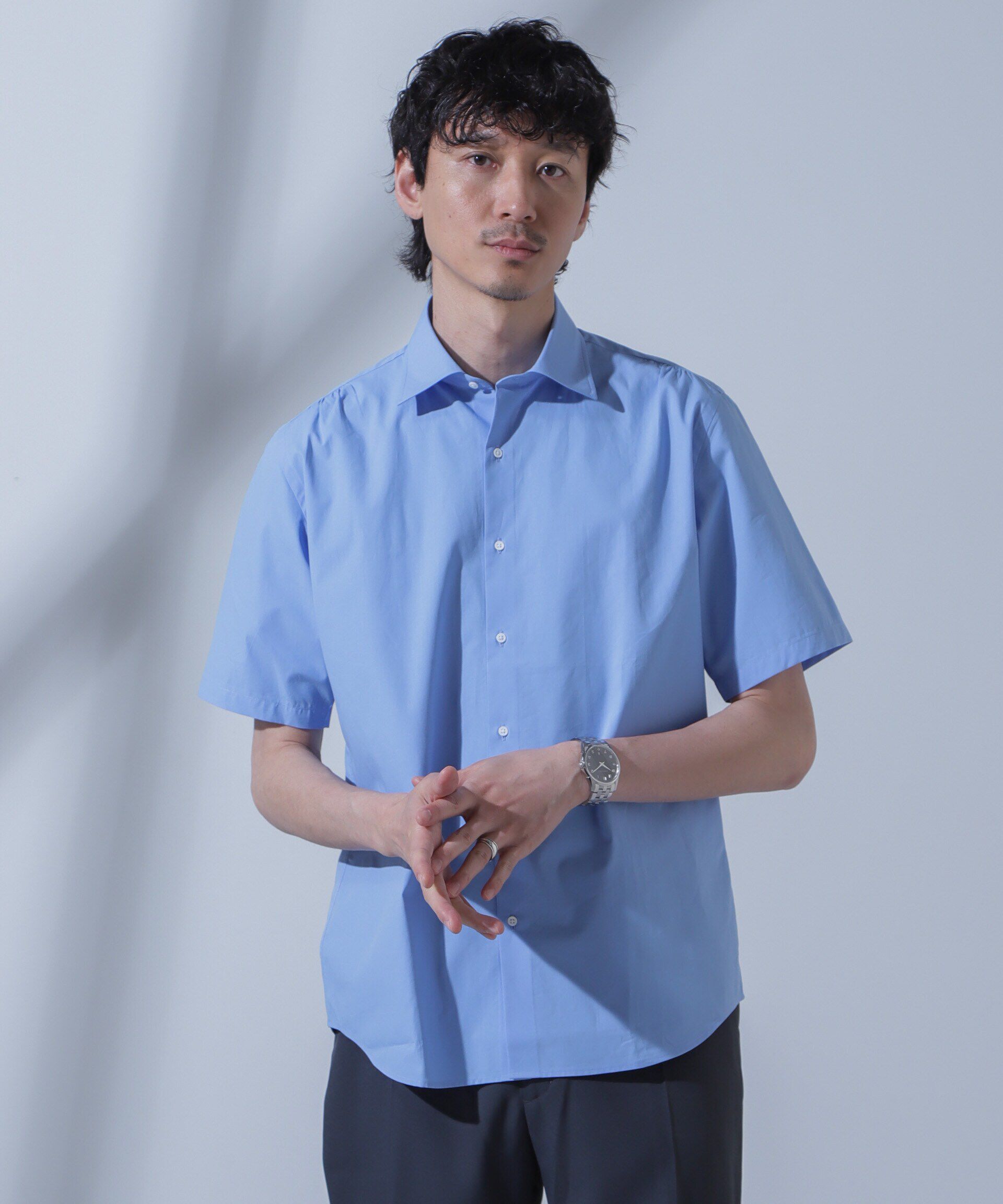 nano･universe「「N SHIRTS」AntiSoaked(R)汗染み防止セミワイドカラーシャツ半袖」|シャツ・ブラウス|