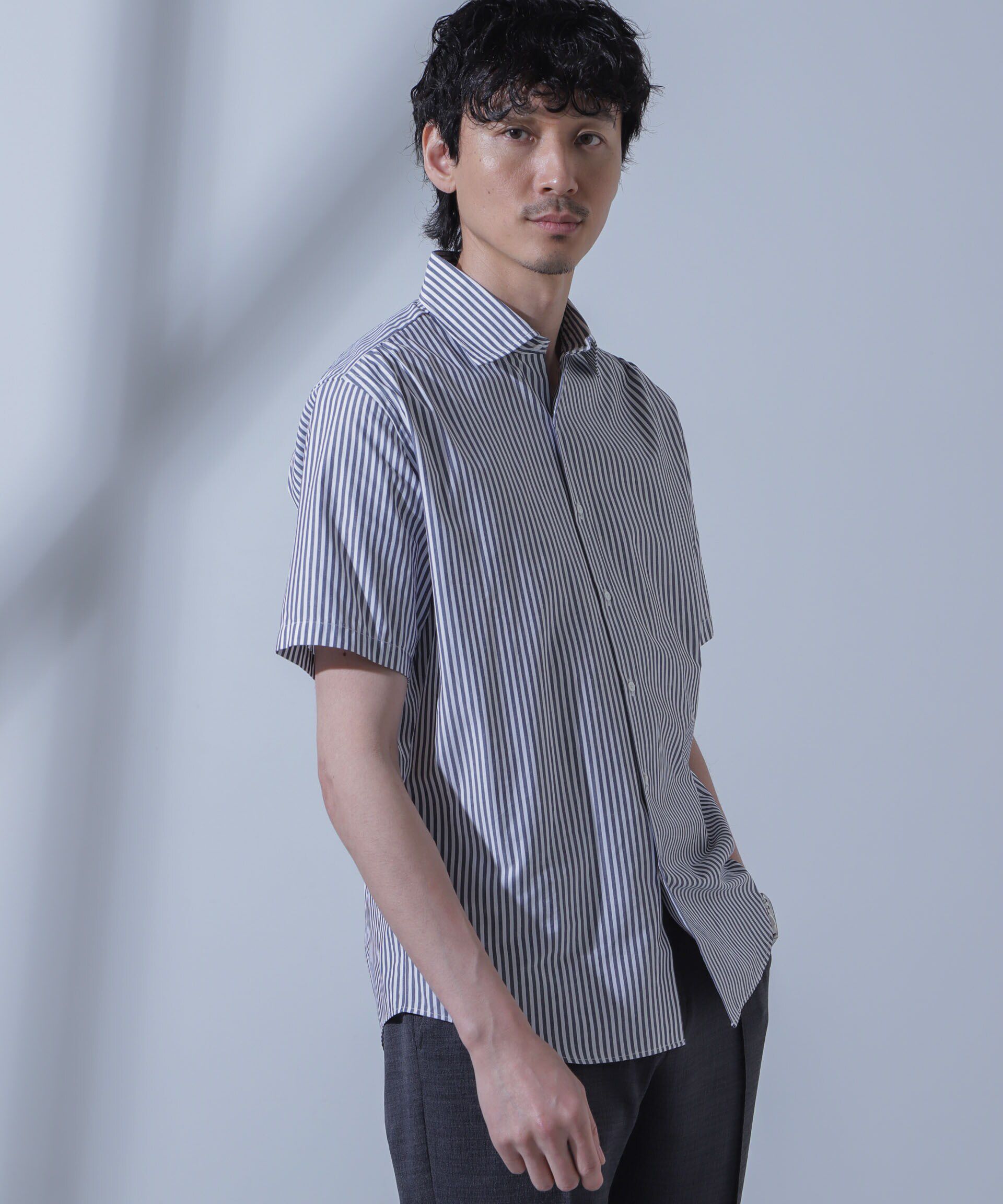 nano･universe「「N SHIRTS」AntiSoaked(R)汗染み防止セミワイドカラーシャツ半袖」|シャツ・ブラウス|