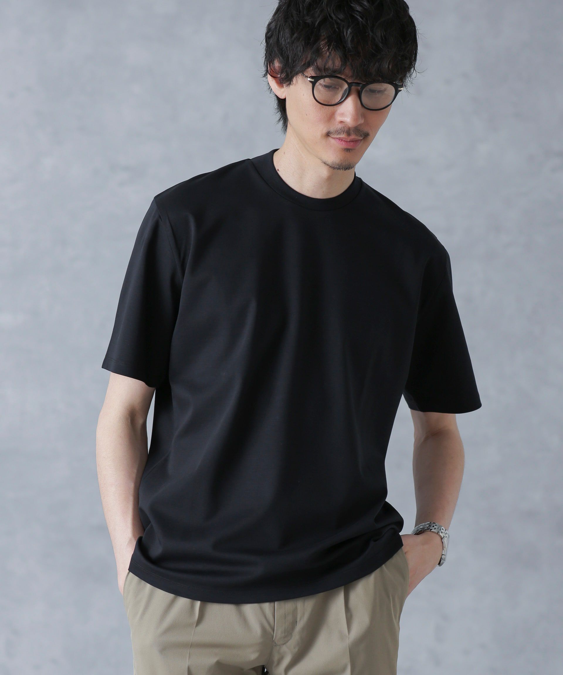 nano･universe「ジャケT(R)プレミアム クルーネック 半袖」|Tシャツ・カットソー|