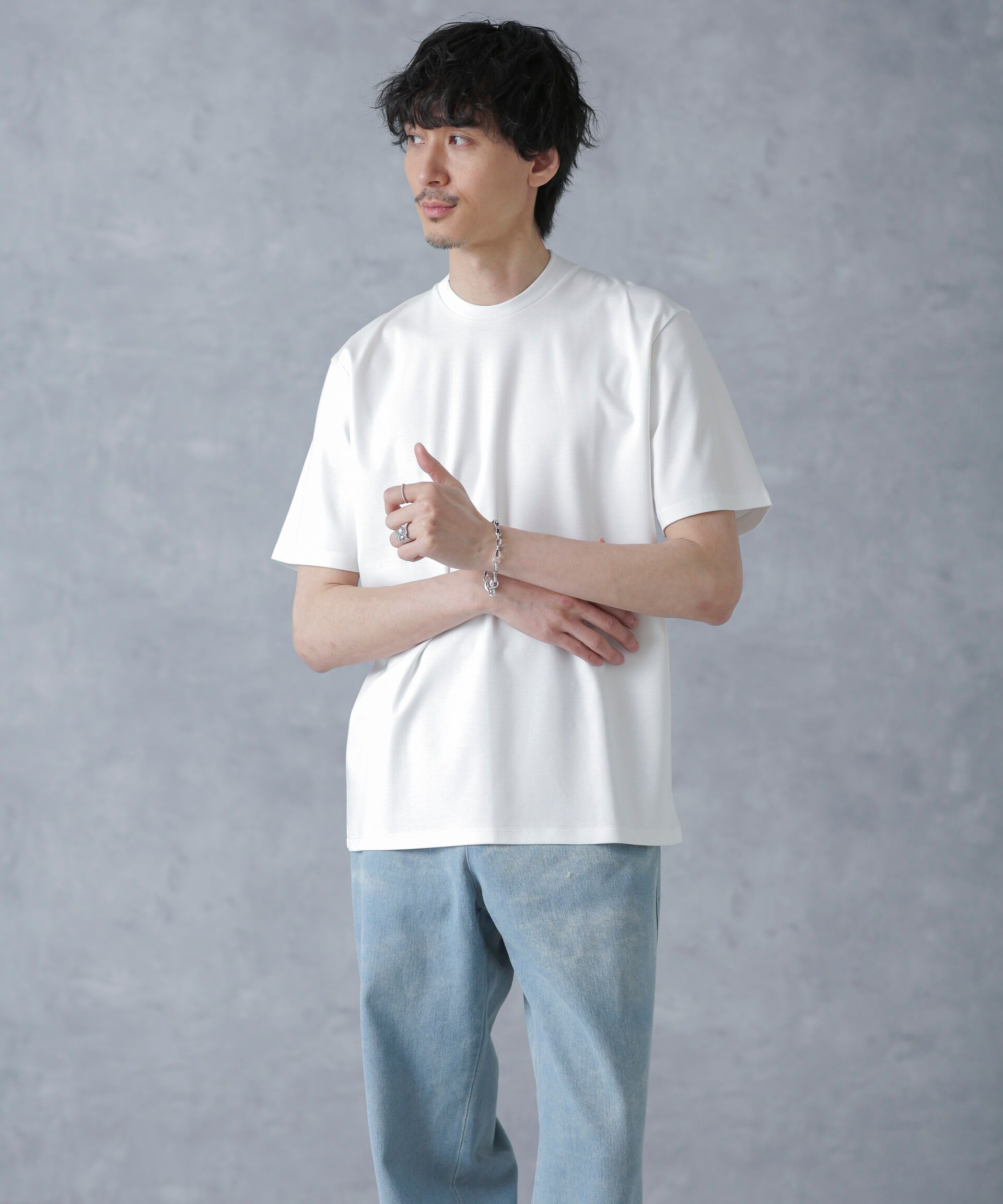 nano･universe「ジャケT(R)プレミアム クルーネック 半袖」|Tシャツ・カットソー|