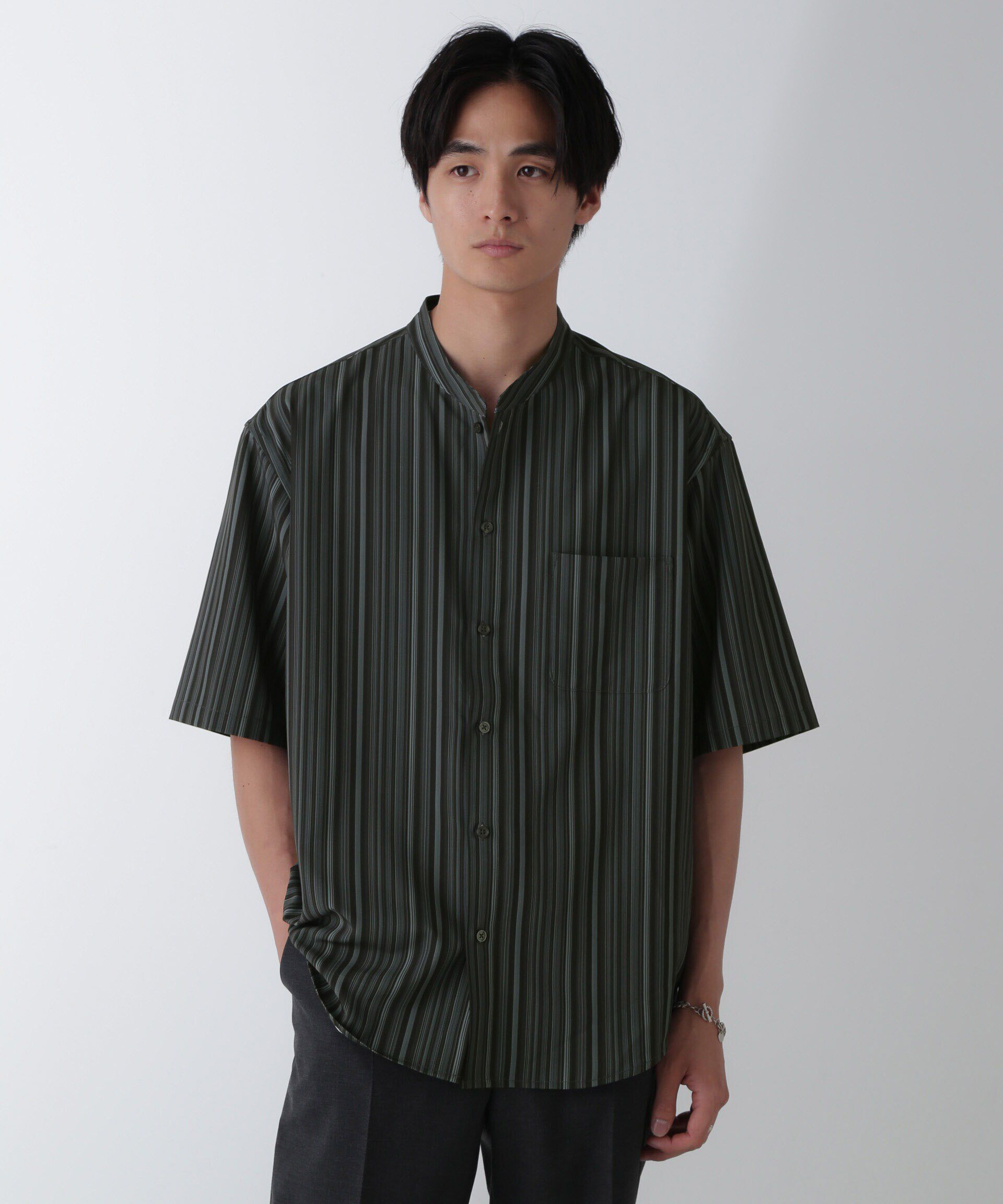 nano･universe「ランダムストライプシャツ 半袖」|シャツ・ブラウス|