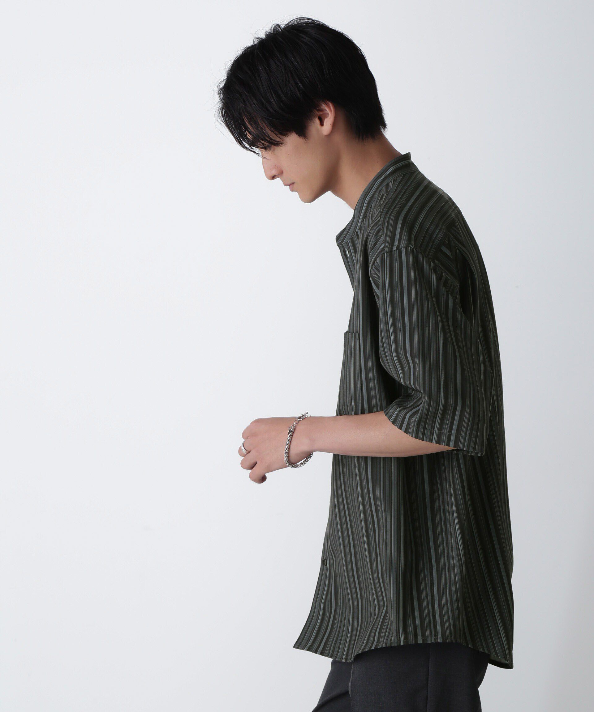 nano･universe「ランダムストライプシャツ 半袖」|シャツ・ブラウス|