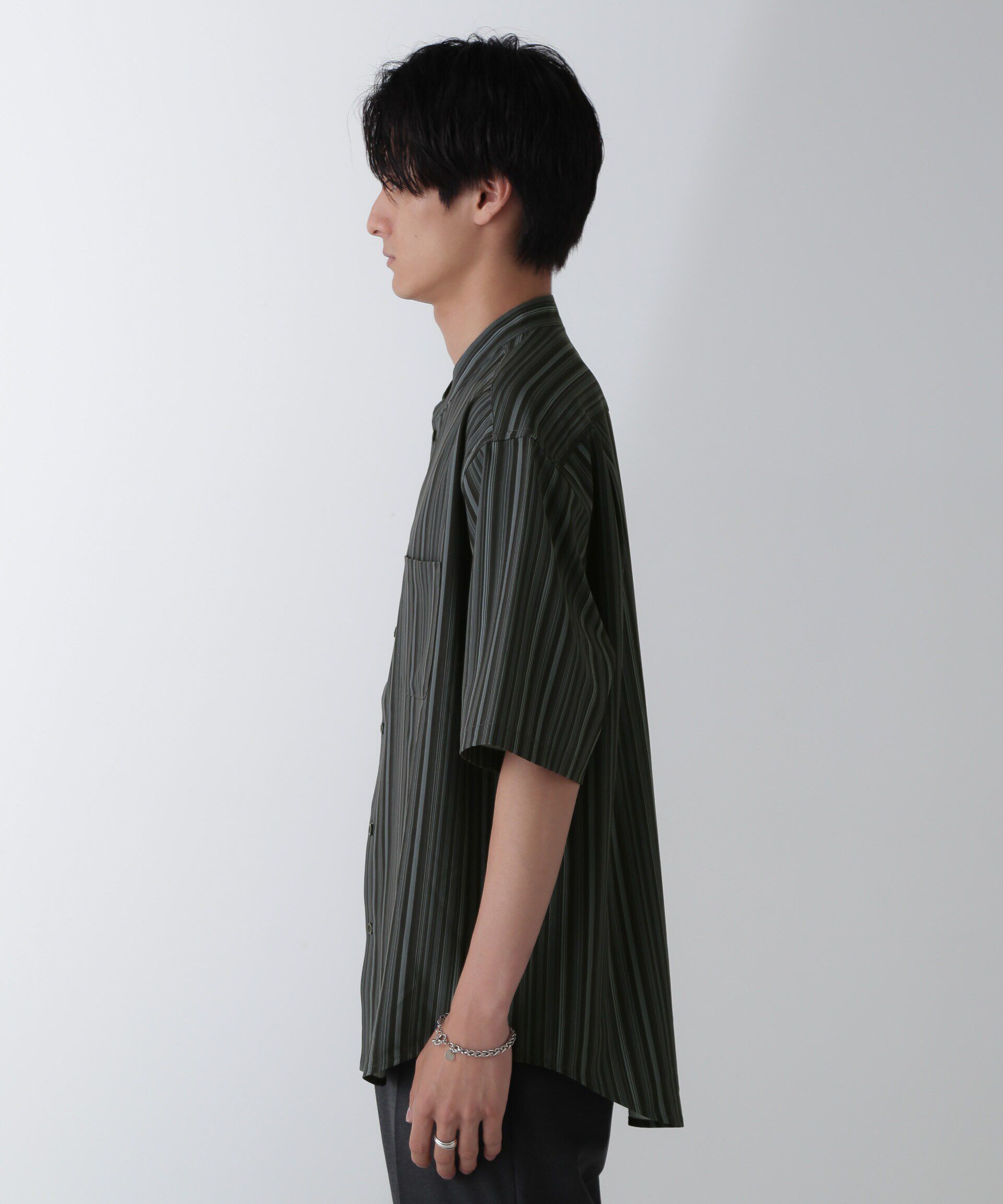 nano･universe「ランダムストライプシャツ 半袖」|シャツ・ブラウス|