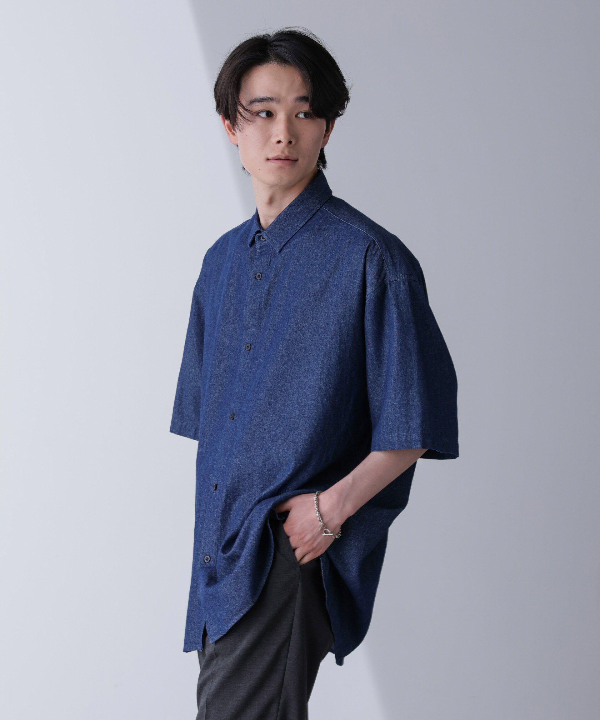 nano･universe「ライトデニムリラックスシャツ 半袖」|シャツ・ブラウス|