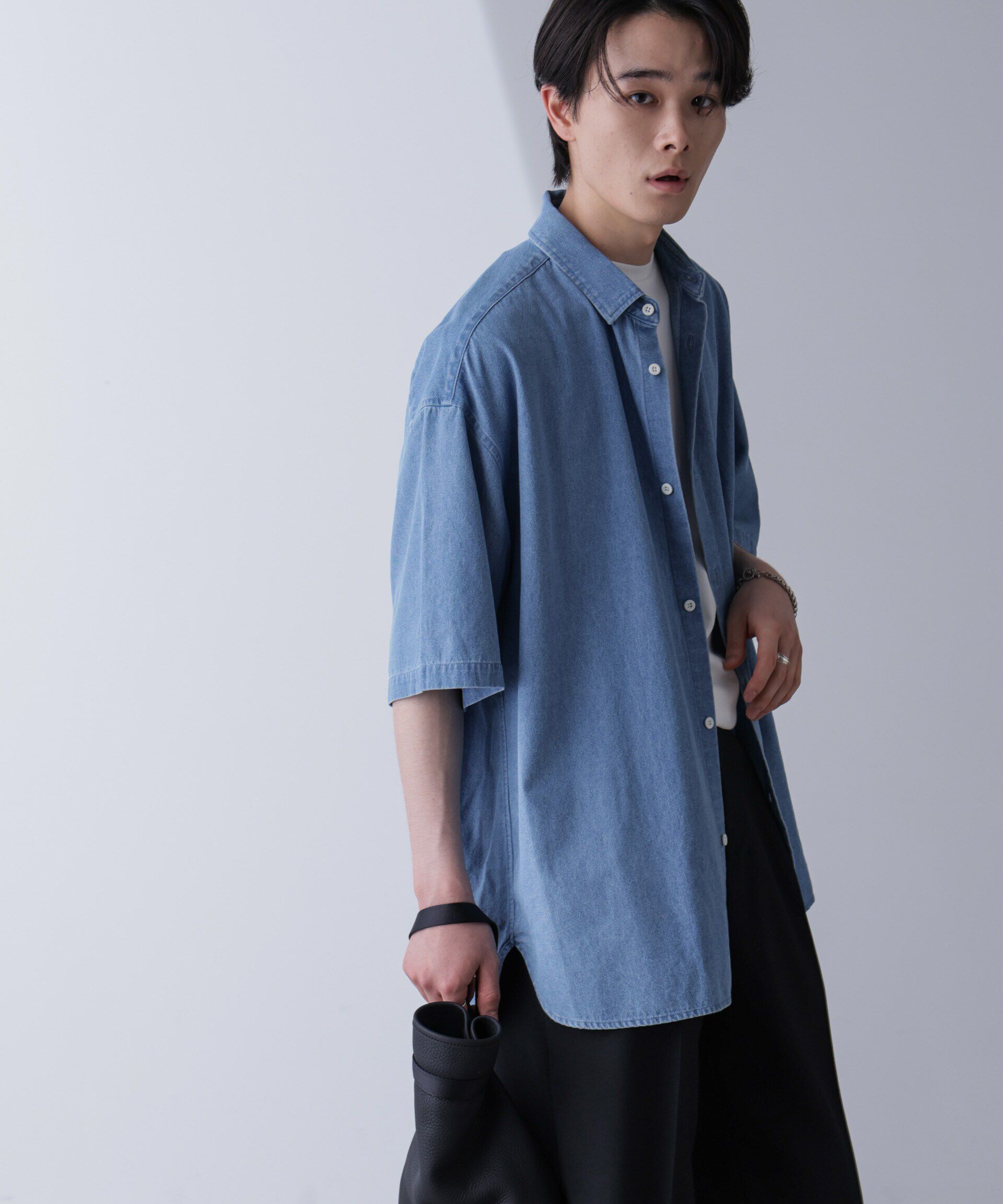 nano･universe「ライトデニムリラックスシャツ 半袖」|シャツ・ブラウス|