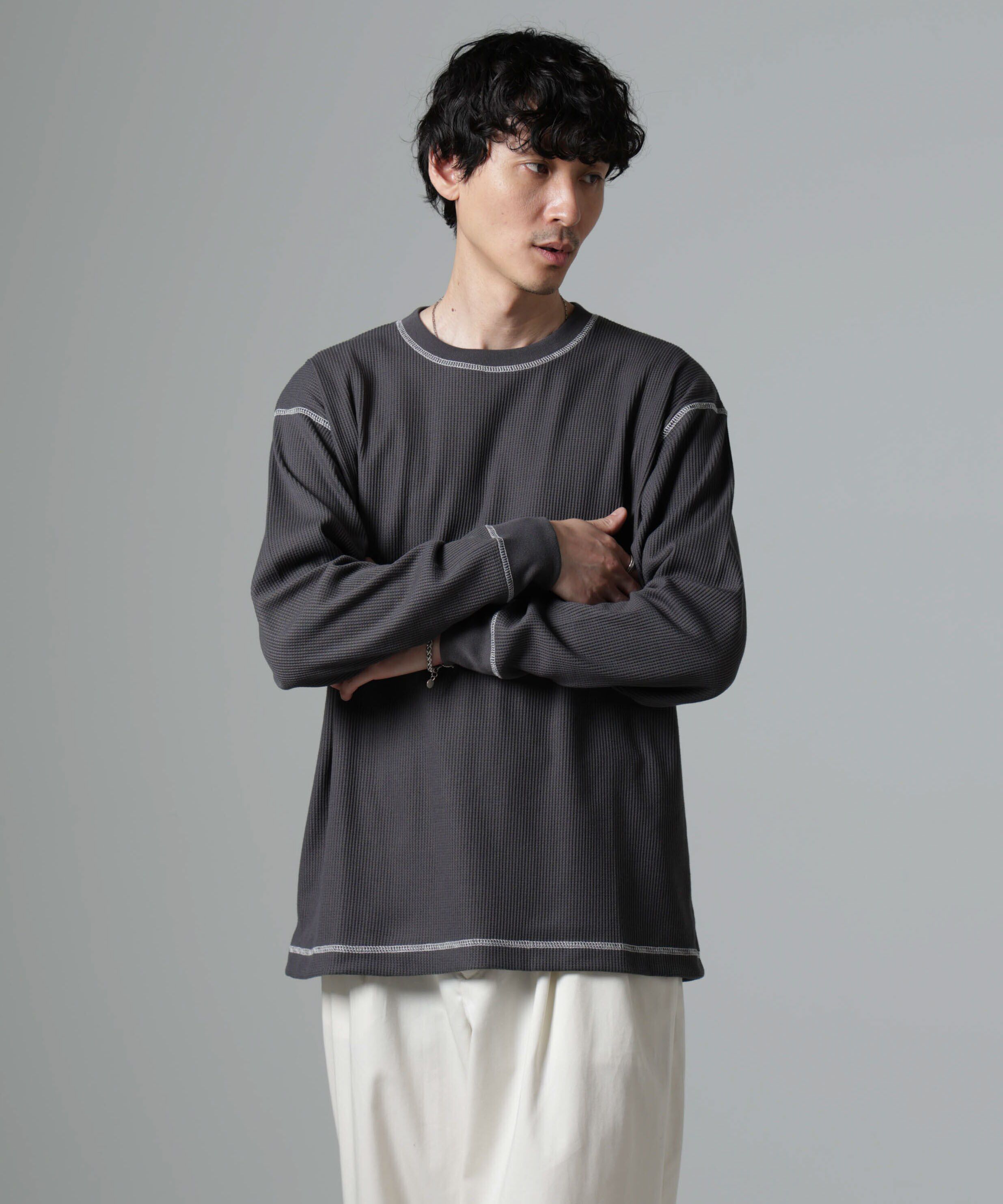 nano･universe「ステッチワッフルＴシャツ 長袖」|Tシャツ・カットソー|