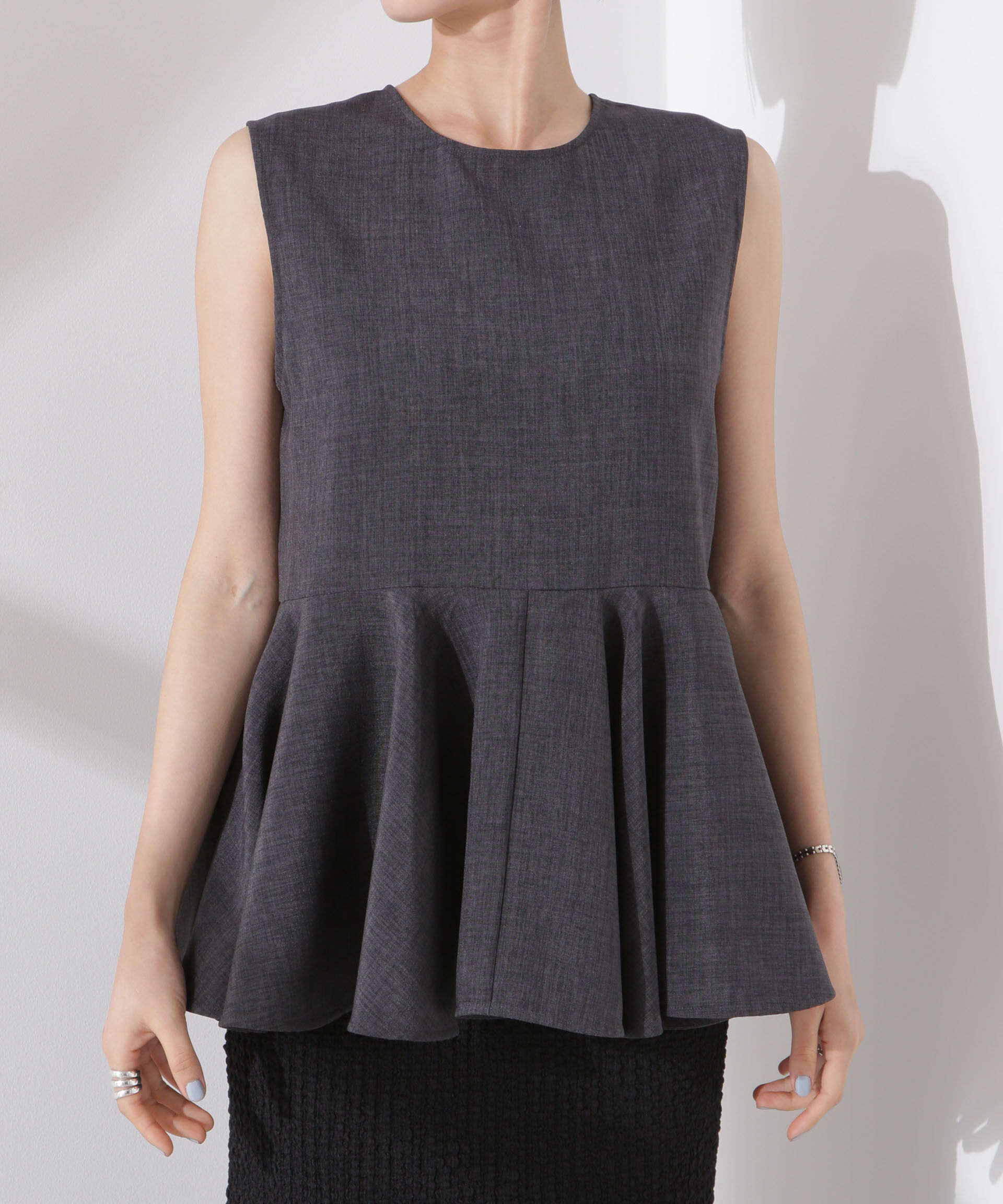 nano･universe「前後２wayリネンライクリボン結びジレブラウス（セットアップ可）」|シャツ・ブラウス|