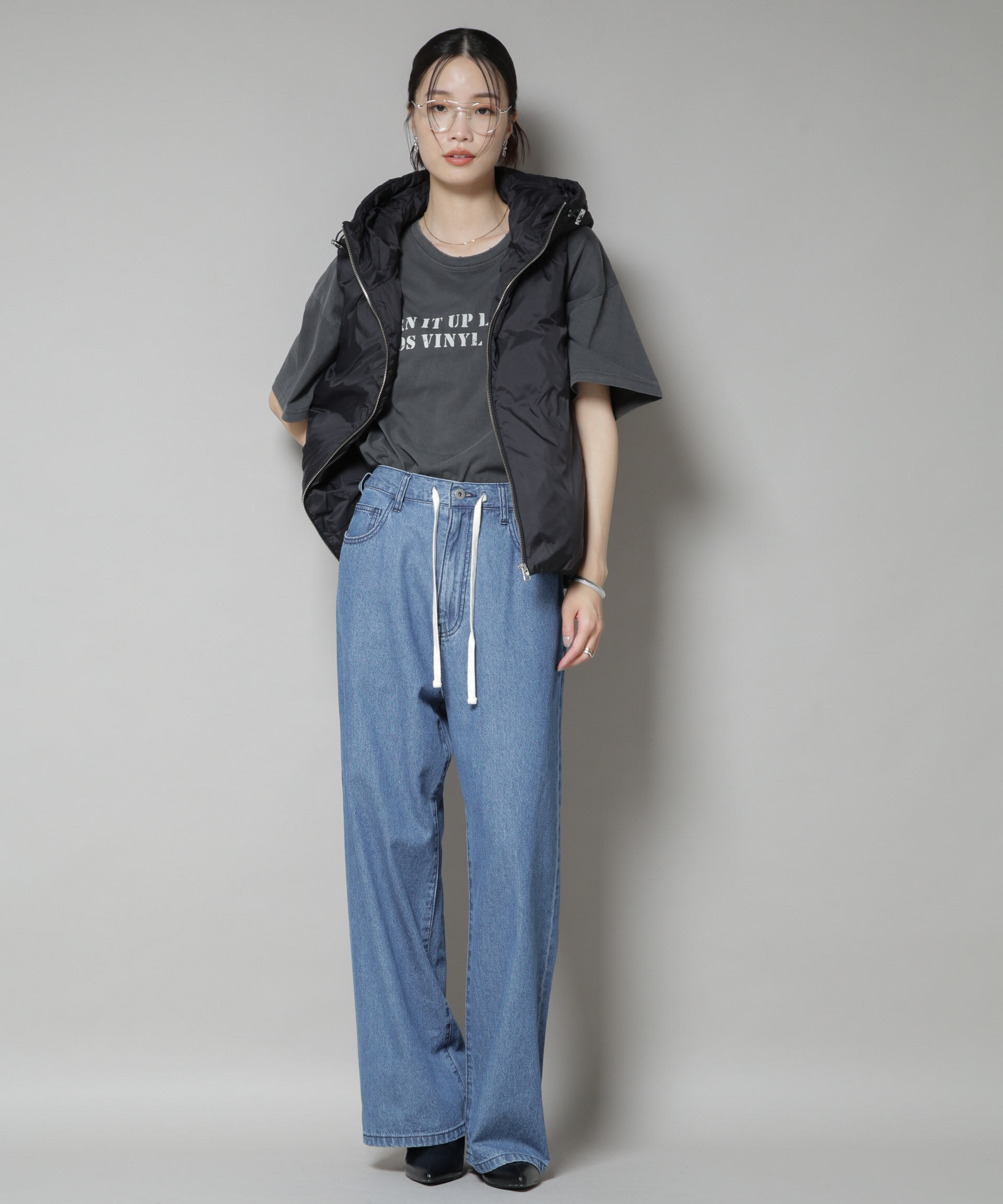 nano･universe「撥水加工ライトダウン　フードジップアップベスト」|ダウン|