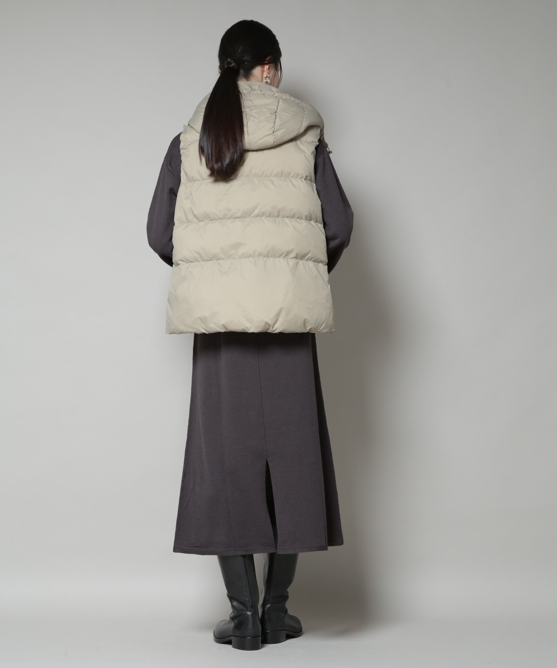 nano･universe「撥水加工ライトダウン　フードジップアップベスト」|ダウン|