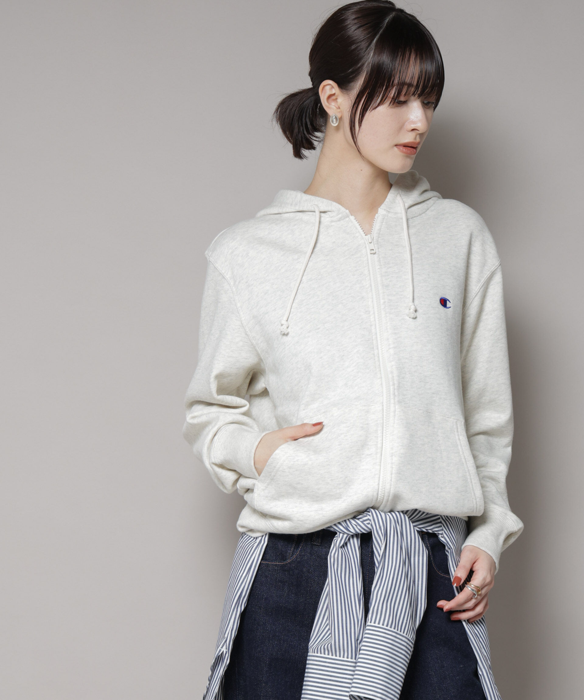 nano･universe「Champion/ZIP HOODED SWEATSHIRT」|Tシャツ・カットソー|オートミール3