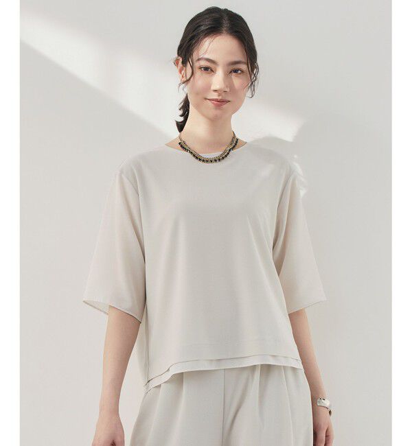 自由区「【カタログ掲載】ストレッチアムンゼン Tブラウス」|Tシャツ・カットソー|ベージュ