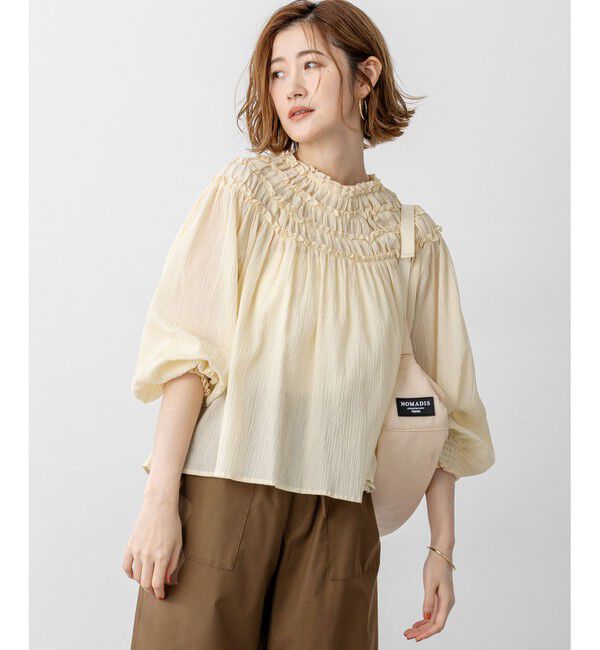 23区「【SLOW/一部店舗限定】コットンクレープ ブラウス」|シャツ・ブラウス|アイボリー系