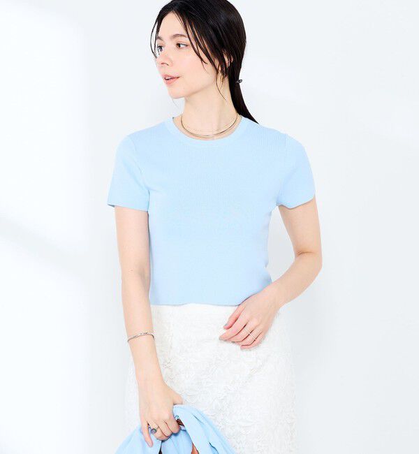 NOLLEY'S sophi「《手洗い可能/アンサンブル対応》マルチファンクション総針半袖プルオーバー」|ニット・セーター|