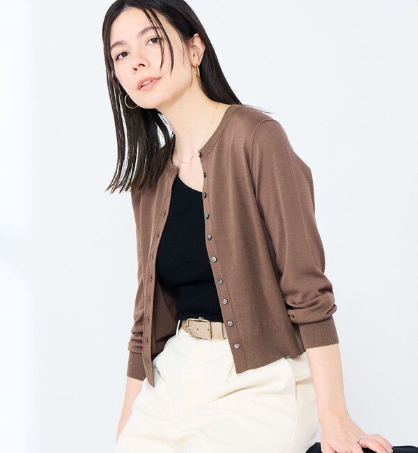 NOLLEY'S sophi「《手洗い可能/アンサンブル対応》マルチファンクションハイゲージクルーネックカーディガン」|カーディガン|