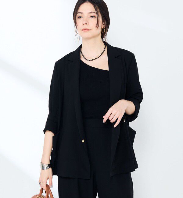 NOLLEY'S sophi「《セットアップ対応》ウォッシャブルエアリージョーゼットドレープライトジャケット」|テーラードジャケット|