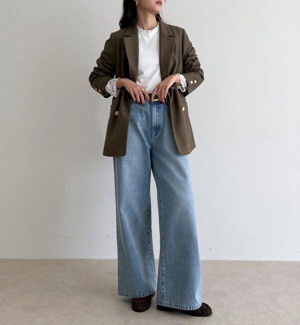 fredy emue「【1枚でもレイヤードでも◎】レーススリーブ衿フリルロンTシャツ」|Tシャツ・カットソー|