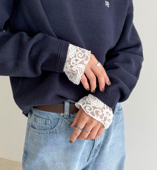 fredy emue「【1枚でもレイヤードでも◎】レーススリーブ衿フリルロンTシャツ」|Tシャツ・カットソー|