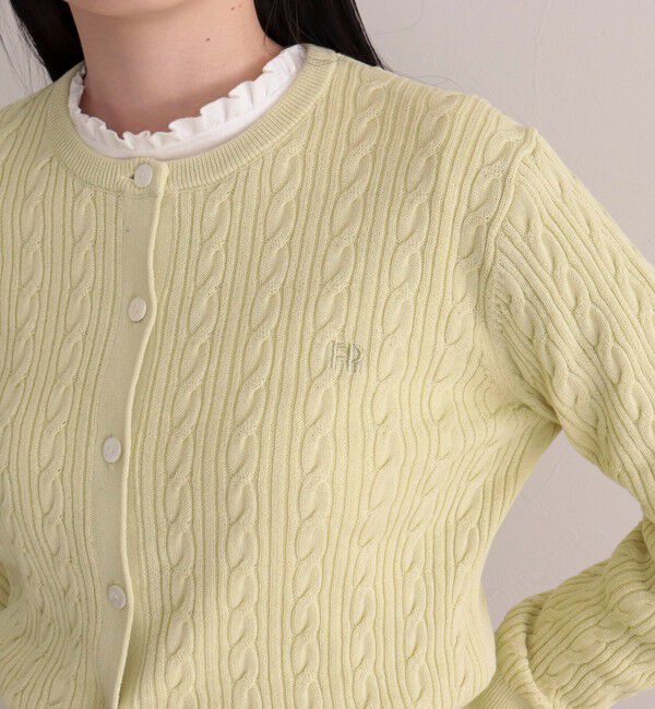 fredy emue「FR刺繍ケーブル柄ニットカーディガン」|カーディガン|ライトグリーン