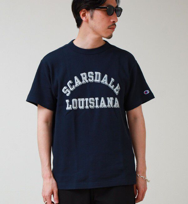 GLOSTER「【Champion/チャンピオン】WAFFLE PRINT S/S」|Tシャツ・カットソー|ネイビー