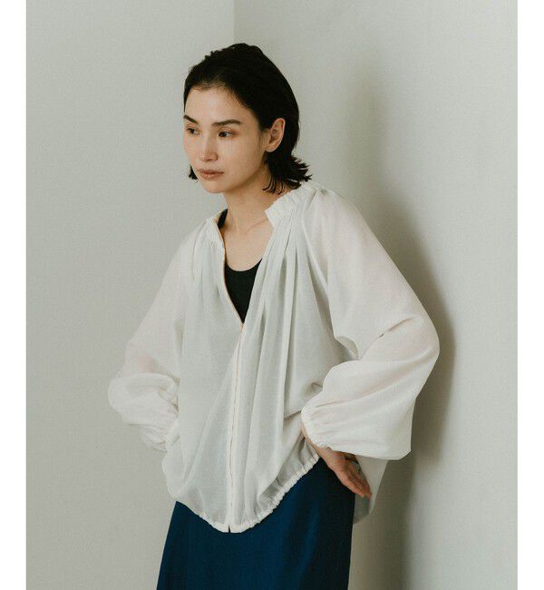 SALON adam et rope'「シアーギャザージップブルゾン/ブラウス［冷房対策・日除け］」|シャツ・ブラウス|