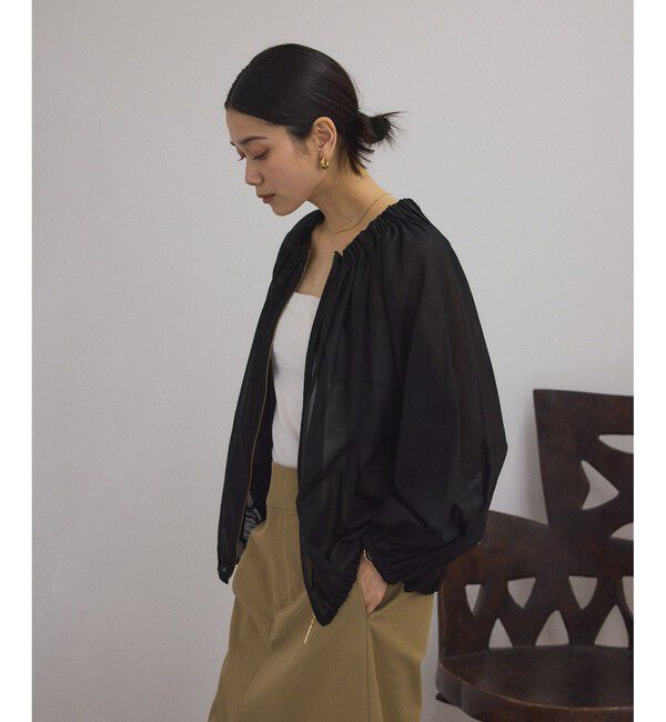 SALON adam et rope'「シアーギャザージップブルゾン/ブラウス［冷房対策・日除け］」|シャツ・ブラウス|