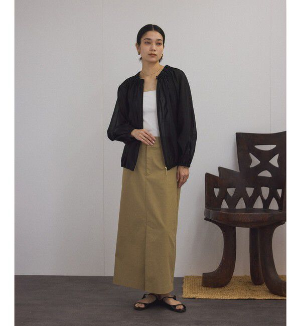 SALON adam et rope'「シアーギャザージップブルゾン/ブラウス［冷房対策・日除け］」|シャツ・ブラウス|