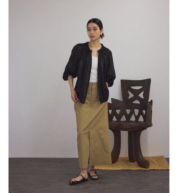 SALON adam et rope'「シアーギャザージップブルゾン/ブラウス［冷房対策・日除け］」|シャツ・ブラウス|