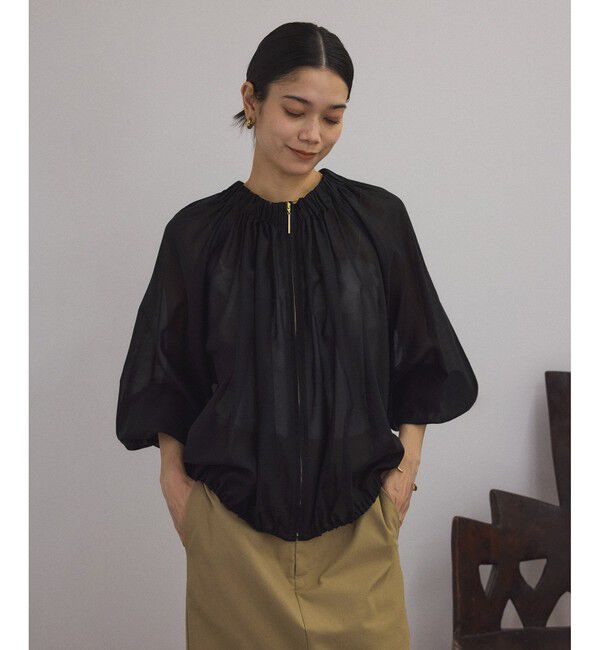 SALON adam et rope'「シアーギャザージップブルゾン/ブラウス［冷房対策・日除け］」|シャツ・ブラウス|