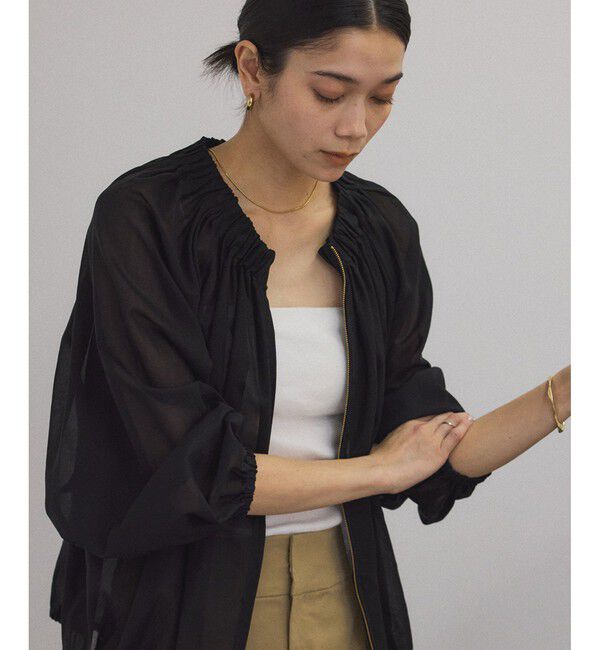 SALON adam et rope'「シアーギャザージップブルゾン/ブラウス［冷房対策・日除け］」|シャツ・ブラウス|