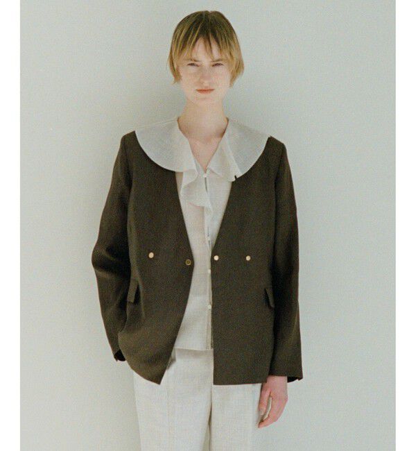 ROPE「リネンノーカラージャケット/セットアップ対応」|ノーカラージャケット|