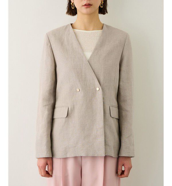 ROPE「リネンノーカラージャケット/セットアップ対応」|ノーカラージャケット|