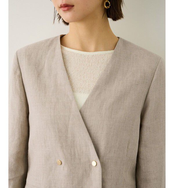 ROPE「リネンノーカラージャケット/セットアップ対応」|ノーカラージャケット|
