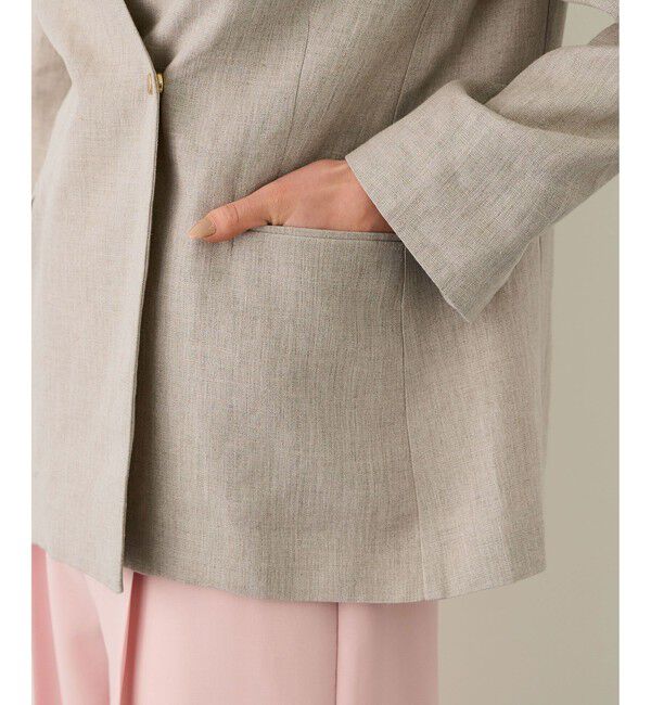 ROPE「リネンノーカラージャケット/セットアップ対応」|ノーカラージャケット|