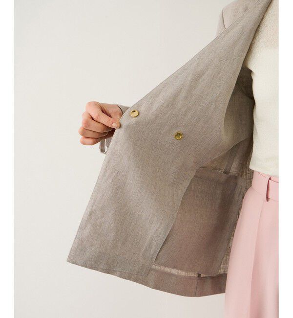 ROPE「リネンノーカラージャケット/セットアップ対応」|ノーカラージャケット|