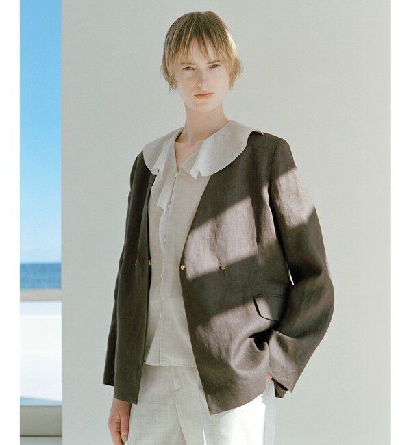 ROPE「リネンノーカラージャケット/セットアップ対応」|ノーカラージャケット|