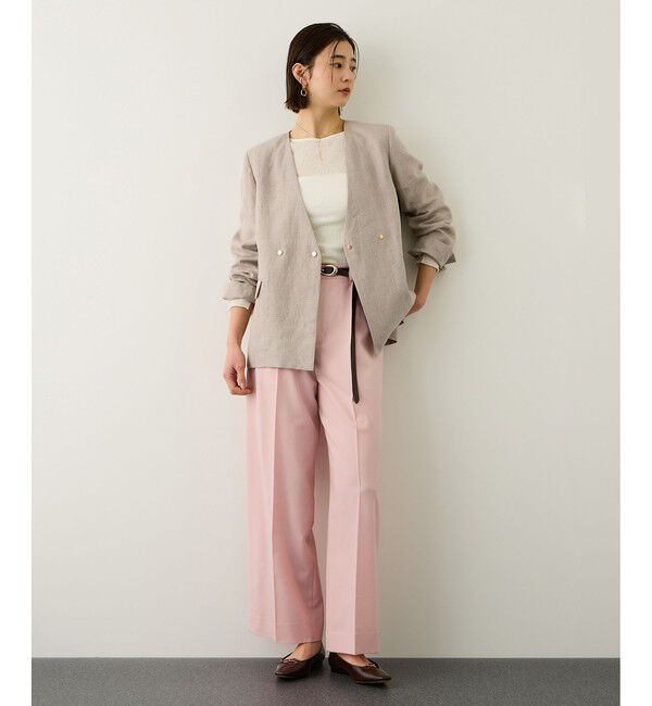 ROPE「リネンノーカラージャケット/セットアップ対応」|ノーカラージャケット|